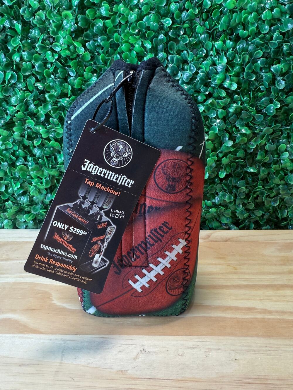 New Jagermeister Football 2012 Cooler Koozie 750ML Bottle Insulator NWT Gift
